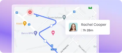 Location Tracking Employee time clock software with GPS tracking to monitor on-site staff and optimize routes
