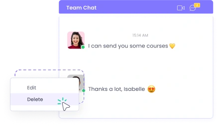 All-in-one team chat app allowing message deletion and editing in work collaboration chat