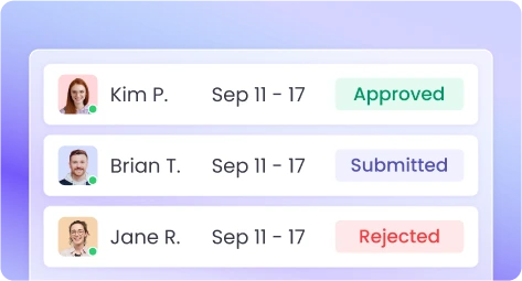 User-Friendly Interface for Easy Online Timesheet Tracking and Approval User-friendly online timesheet app with easy time tracking and timesheet approval for employees and managers